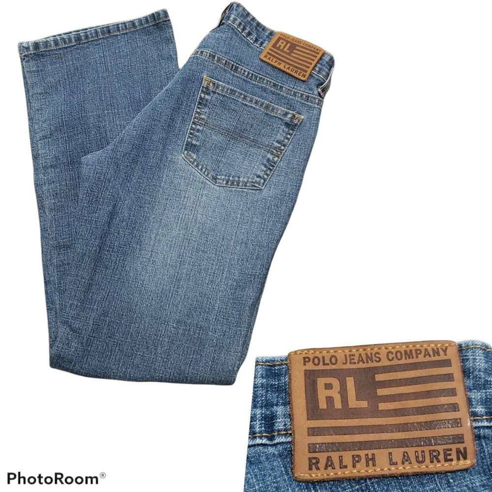 Polo Ralph Lauren Blue Jeans Size 4 Meas.28x28 Classic Bootcut -American flag